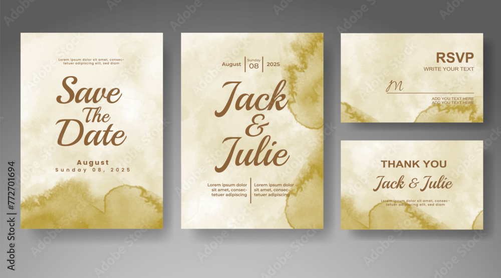 Naklejka premium Wedding invitation with abstract watercolor background