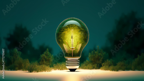 Light bulb showing thought green concept photo