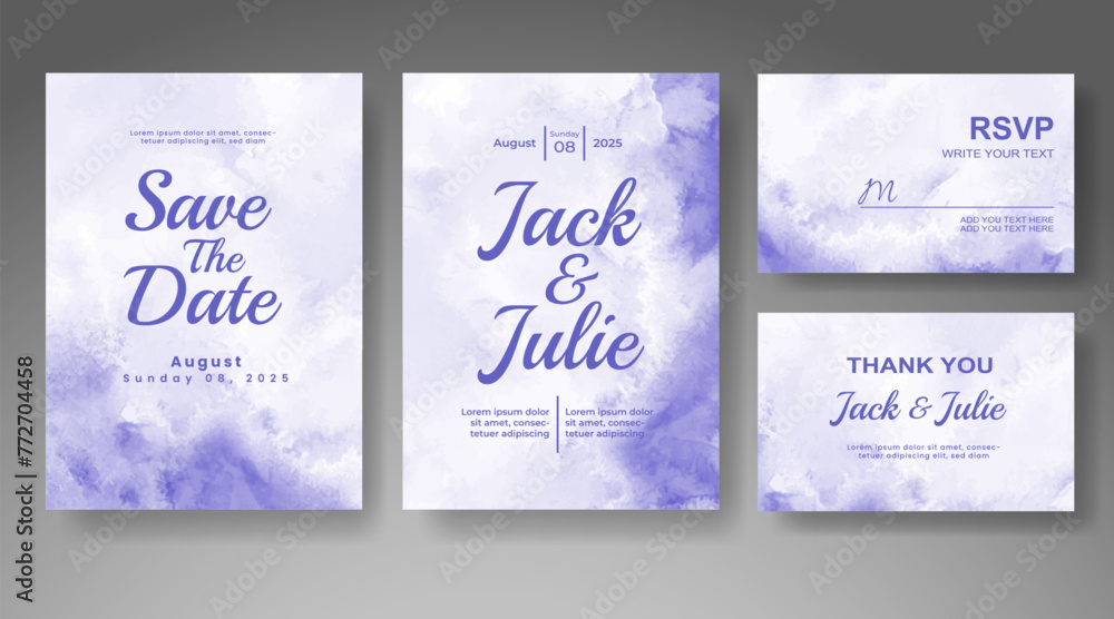 Wedding invitation with abstract watercolor background Wedding invitation with abstract watercolor background