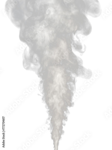 White smoke steam rising up isolated on a transparent background