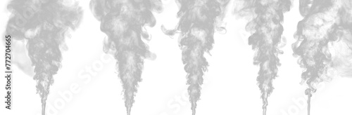 Set of swirling white smoke group isolated a on transparent background