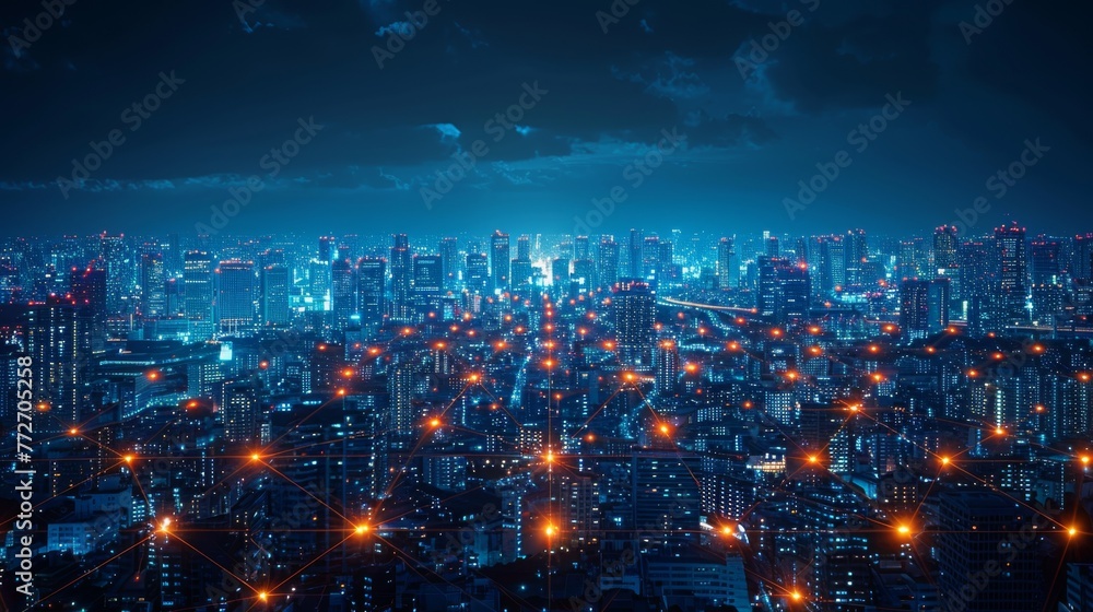 Fototapeta premium Metaverse connecting users across the planet through futuristic telecommunication technologies, visualized with immersive virtual worlds and digital landscapes