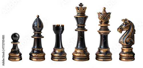 Chess piece isolated on transparent Background.