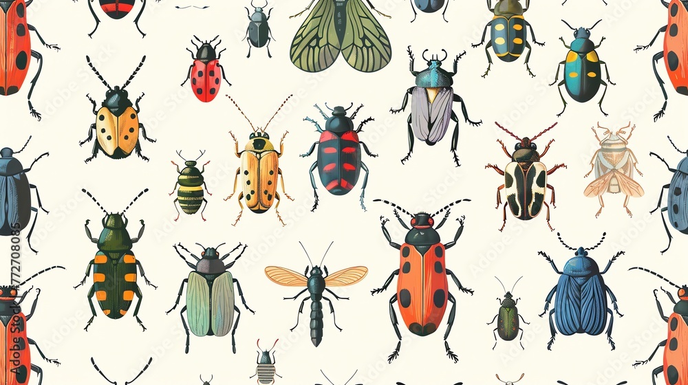 Seamless background with flying insects Seamless background with flying insects