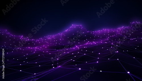 A vibrant digital mesh with nodes and connections in purple hues, evoking a sense of advanced technology and data networks. Generative AI © Breyenaiimages