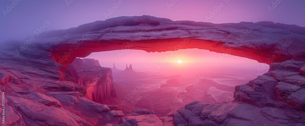 Laiguille Percee Arch Sunrise Rock Vanoise, Background Banner HD