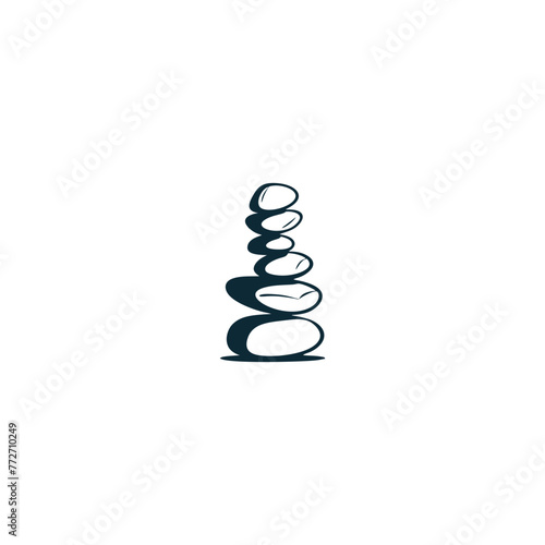 zen stone vector emblem illustration stacked stone balancing logo design