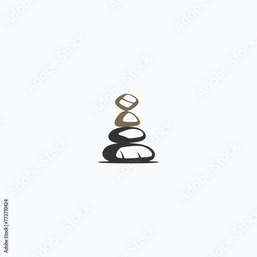 zen stone vector emblem illustration stacked stone balancing logo design