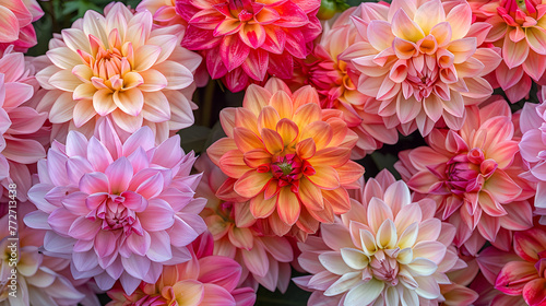 USA Oregon Canby Swam Island Dahlias Dahlia flower Oregon Flower Fields Dahlia - Shades of Purple, Generative Ai photo