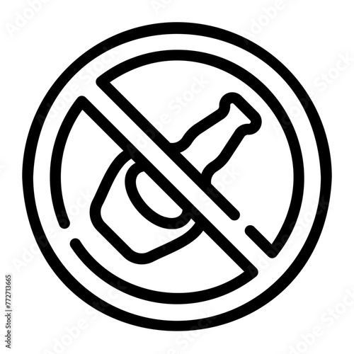 no alcohol Line Icon