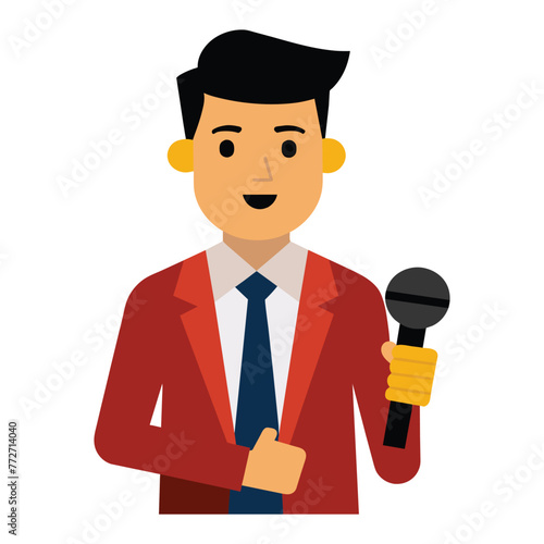 clipart features a professional male reporter holding a microphone
