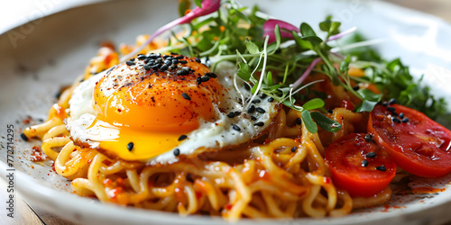 Fried Instant Noodles with Fried Egg