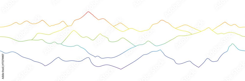 Naklejka premium Colored curved lines on a white background, imitation of mountain ranges, vector design, minimalism