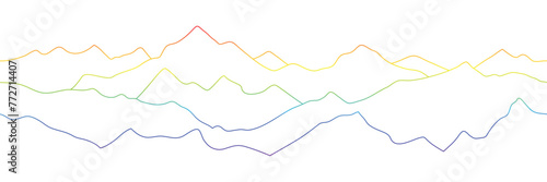 Colored curved lines on a white background, imitation of mountain ranges, vector design, minimalism