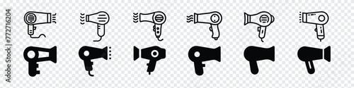 Hair dryer line icon. Hair dryer line icons. Hotel room hairs dryer, Hair dryer icon isolated on white background. Haircare, Hair dryer icon, hair dryer black vector icons, dryer hair icon