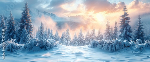 Russian Nature Winter Christmas Background, Background Banner HD