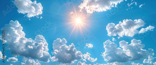 Sunlight Rays Blue Sky Background, Background Banner HD