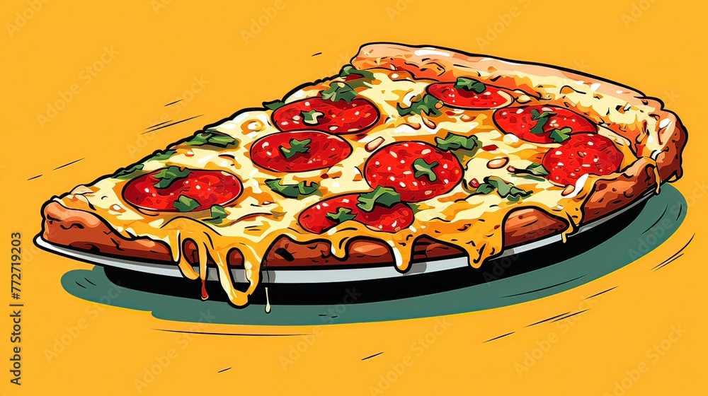 Pop Art illustration of a slice of pizza, Generative ai. Pop Art illustration of a slice of pizza, Generative ai.