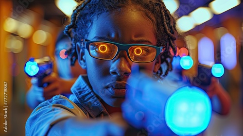 A family playing a fun round of laser tag