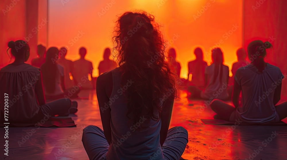 A group's intense focus during a silent meditation retreat
