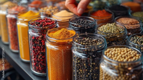 A person meticulously cleaning and organizing a spice rack © Gefo