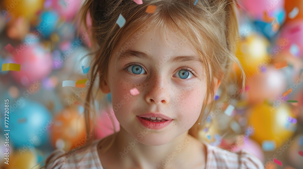 A young girl's surprise and delight at a surprise party A young girl's surprise and delight at a surprise party