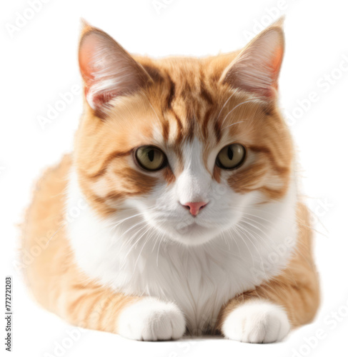 lazy ginger cat on transparent background
