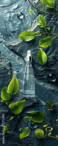 AlgorithmicAromatherapy from a birds eye perspective Show a dynamic blend of futuristic technology and serene natural elements