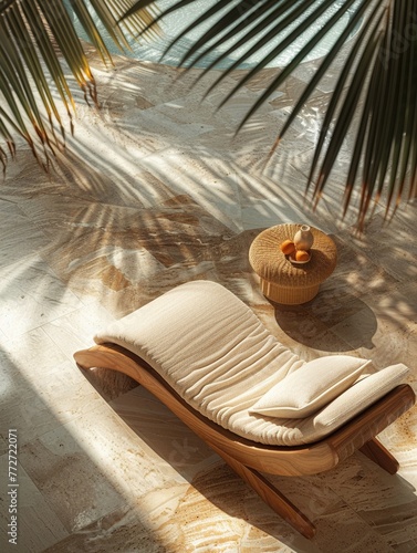 Bask in the sun on a comfortable lounger by the poolside.