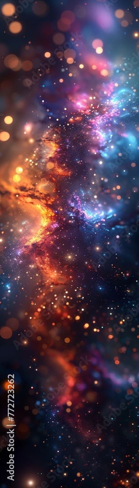 a cosmic ballet as galaxies and nebulae dance in a colorful symphony, a celestial scene capturing the universe's beauty.