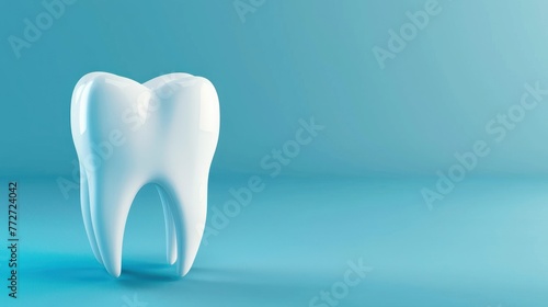 Banner with healthy tooth. Protecting dental health and medical care concept  