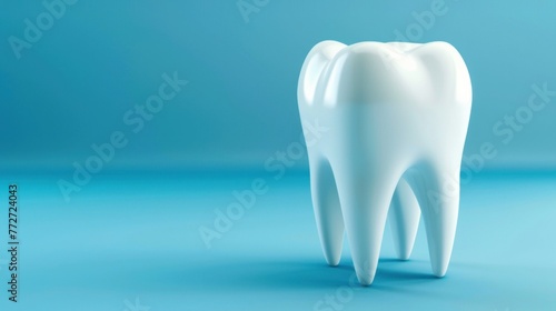 Banner with healthy tooth. Protecting dental health and medical care concept  