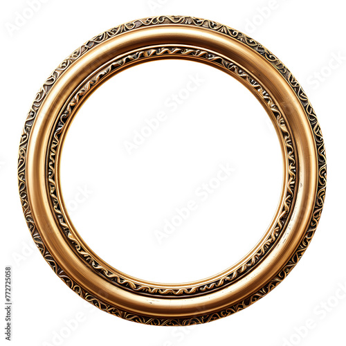 Wallpaper Mural Golden circle wooden photo frame Isolated on transparent background. Torontodigital.ca