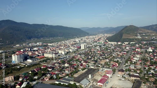 Aerial View Of Piatra Neamt City On Sunny Summer Day In Romania. photo
