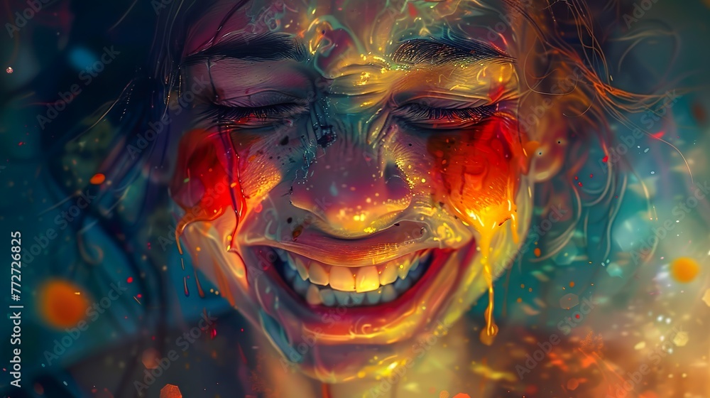 Fototapeta premium portrait of despair: young woman with a worry-lined face in a poignant drawing