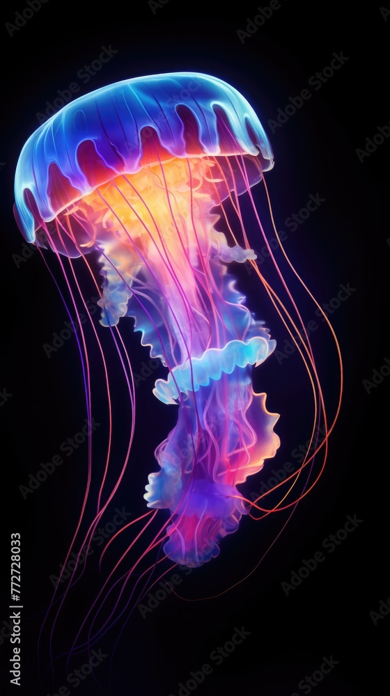 Glowing Jellyfish in the Dark Sea Smartphone Wallpaper Glowing Jellyfish in the Dark Sea Smartphone Wallpaper