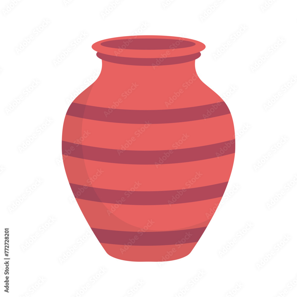 Ceramic Vase Illustration with Antique Design. Isolated Vector. 