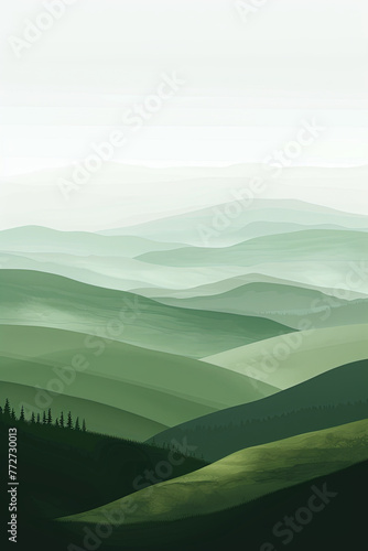 A gradient color green hills  minimalism style