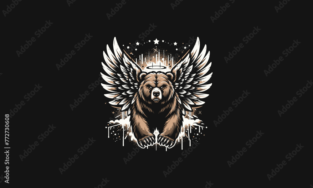 grizzly angry with wings vector artwork design grizzly angry with wings vector artwork design