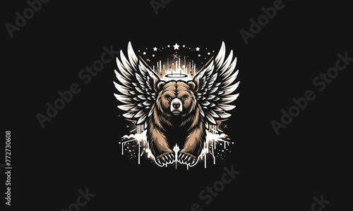 grizzly angry with wings vector artwork design
