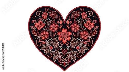 Autumn Leaves Embroidered Heart Patch 