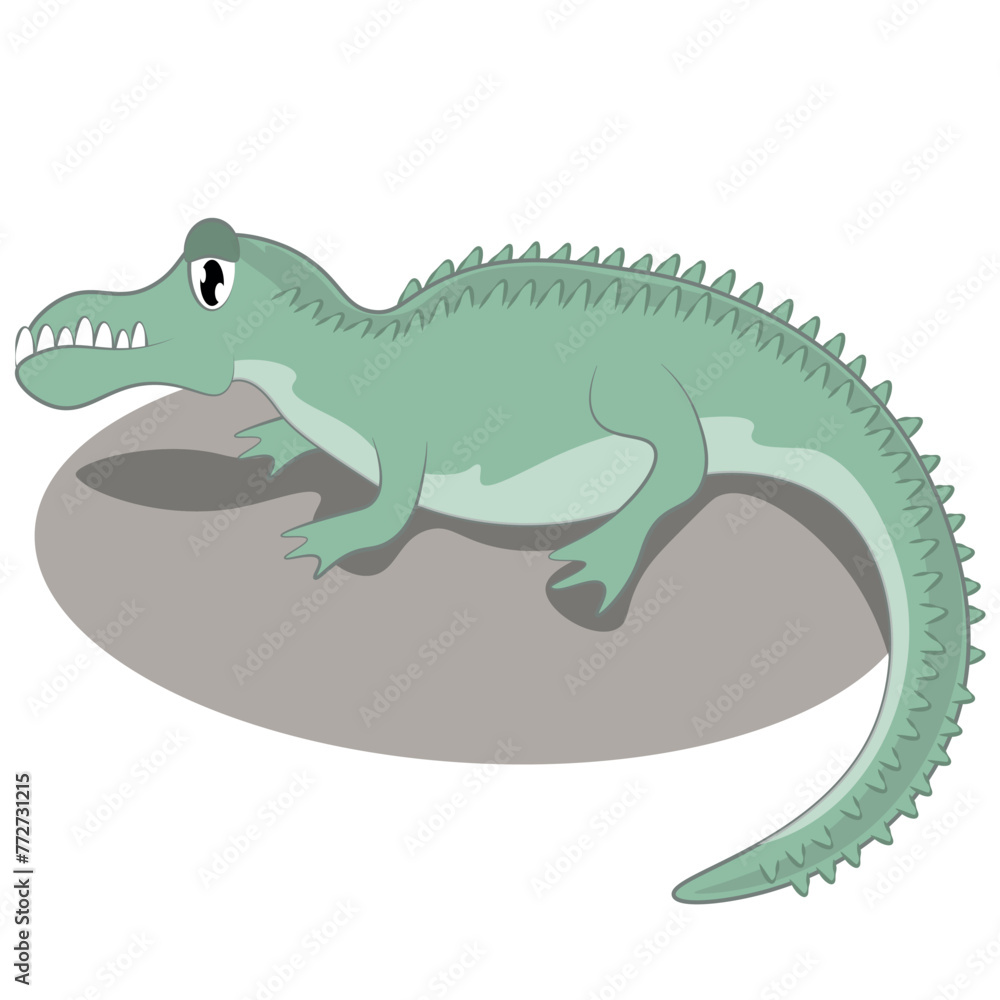 vector illustration of cute cartoon crocodile on white background. vector illustration of cute cartoon crocodile on white background.