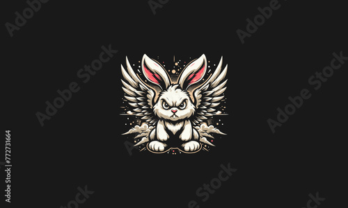 rabbit angry with wings vector artwork design