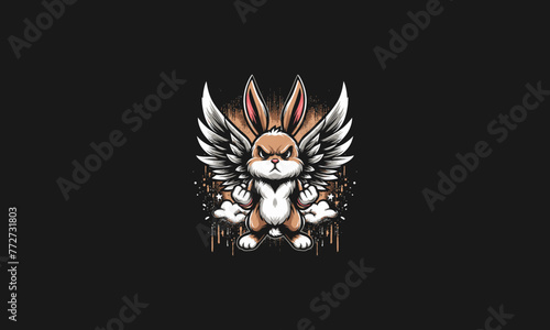 rabbit angry with wings vector artwork design