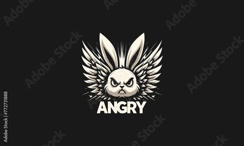 rabbit angry with wings vector artwork design
