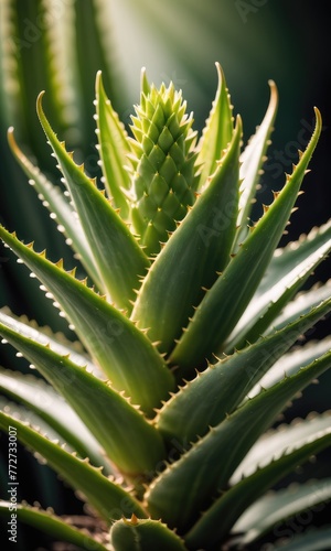 A compelling portrait capturing the radiant beauty and natural glow of an Aloe Vera plant