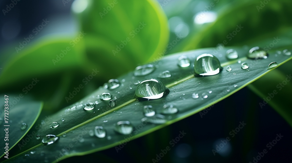 Fresh Water on the Tropical leaves Fresh Water on the Tropical leaves