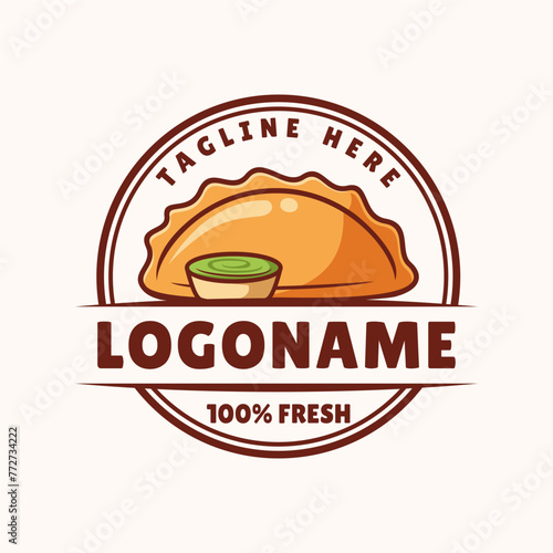 Hand drawn empanada logo template	Suitable for restaurant and cafe photo