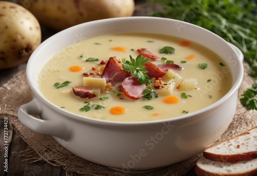 Kartoffelsuppe (Potato Soup) A hearty soup made with potatoes, vegetables, and sometimes bacon or sausage