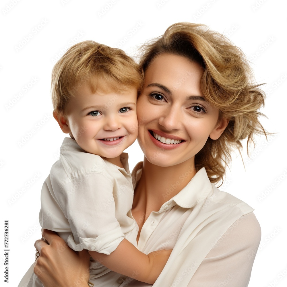 Mother and child, isolated on white Mother and child, isolated on white